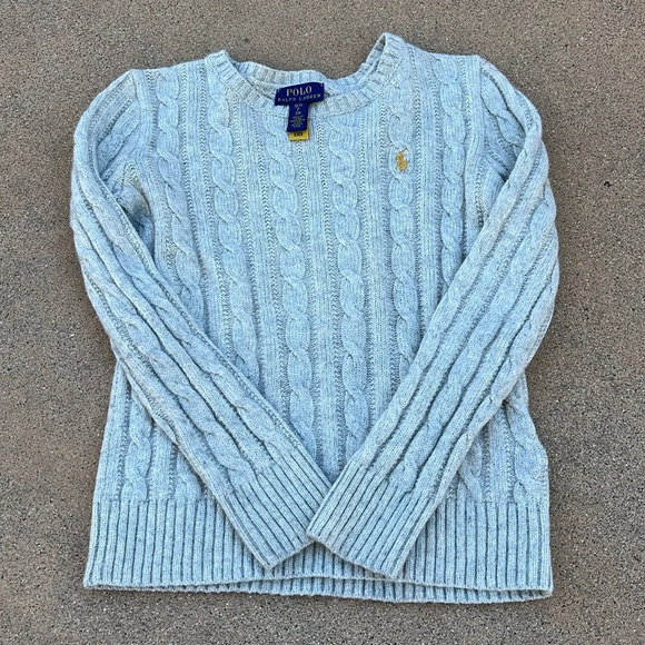 Polo Ralph Lauren Other - Polo Ralph Lauren girls cable knit sweater gray size 7 small